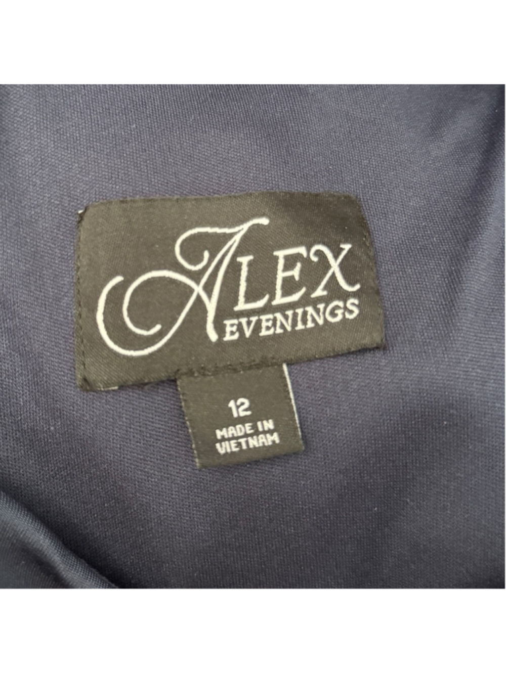 Alex Evenings Navy Ruched Cascade Evening Gown Dress Women’s Size 12 NWT Formal - Picture 7 of 8